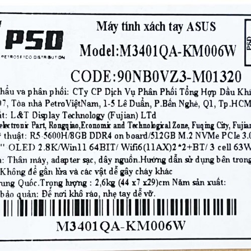 ASUS VIVOBOOK PRO 14X M3401QA-KM006W